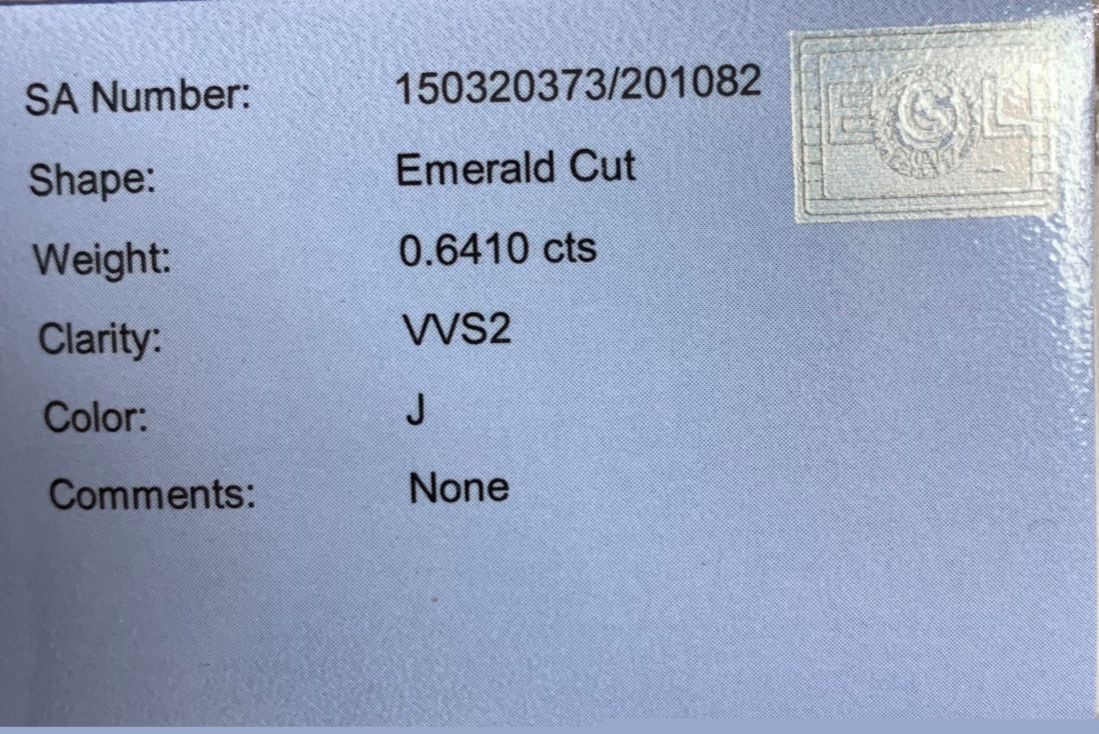 0.64 ct J VVS2 Emerald Cut Diamond